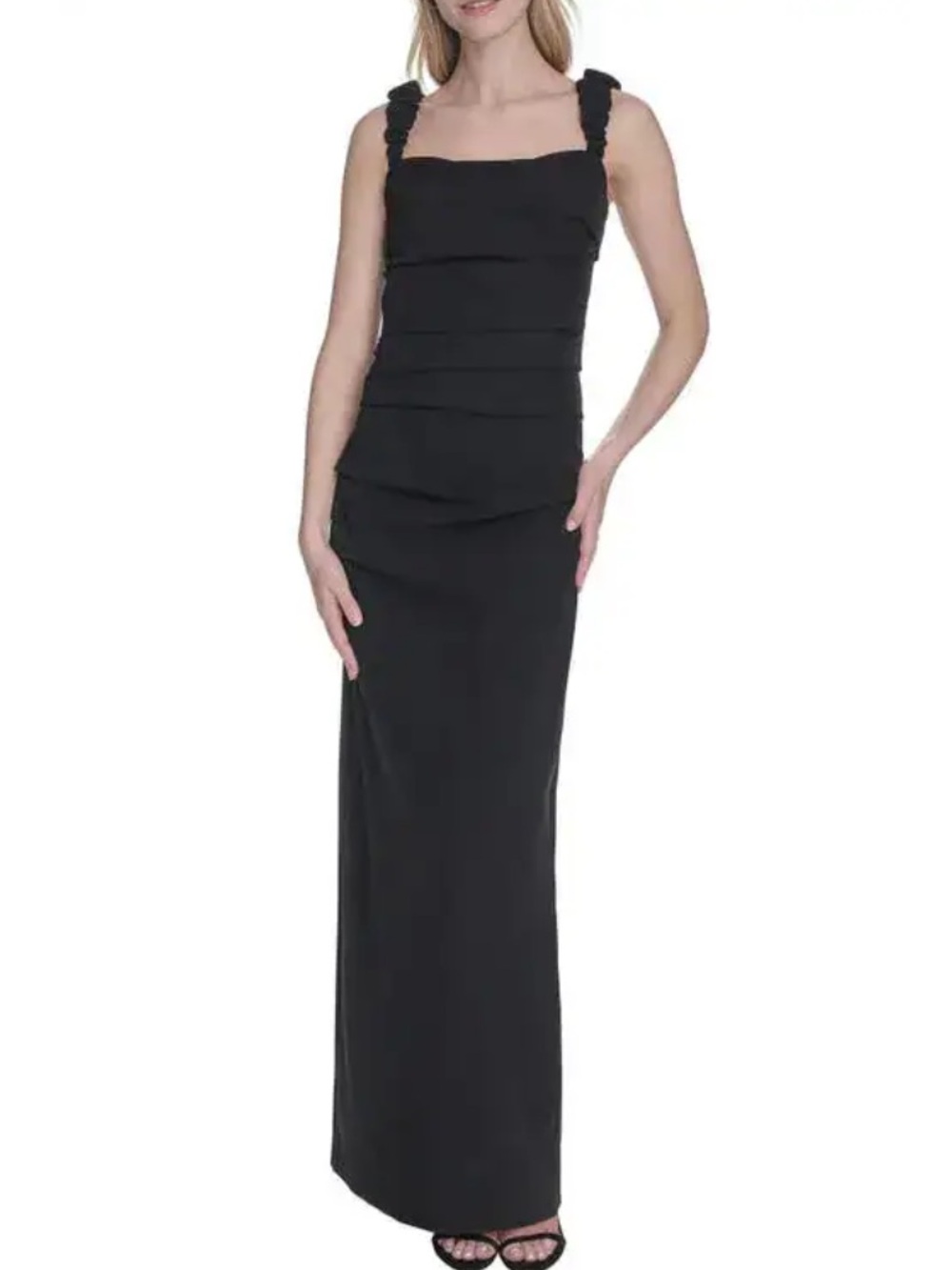 Vince Camuto Laguna Ruched Sheath Gown in Black